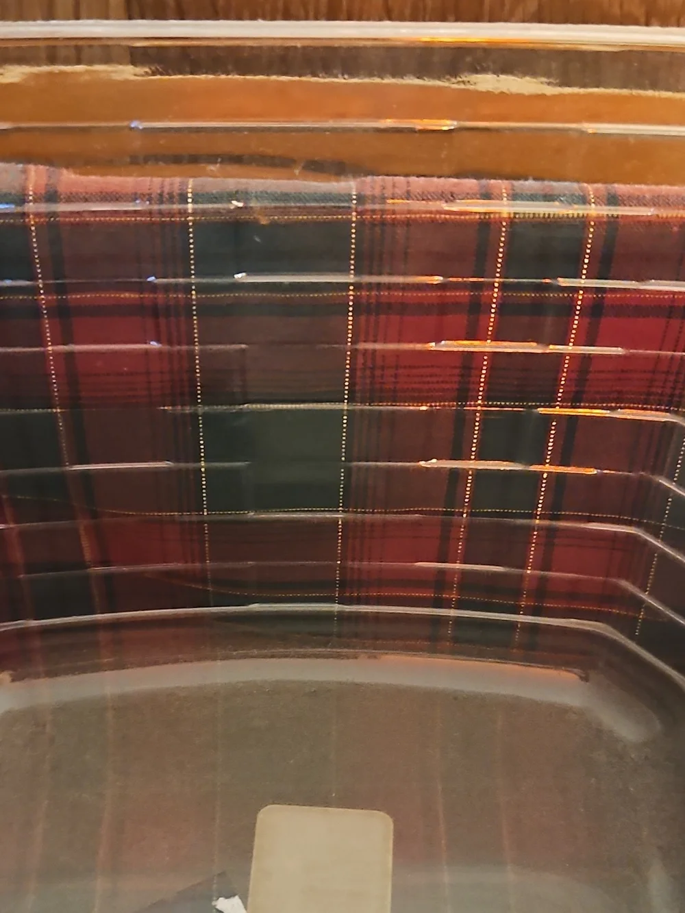 Longaberger Woven Basket with Red and Green Plaid Liner